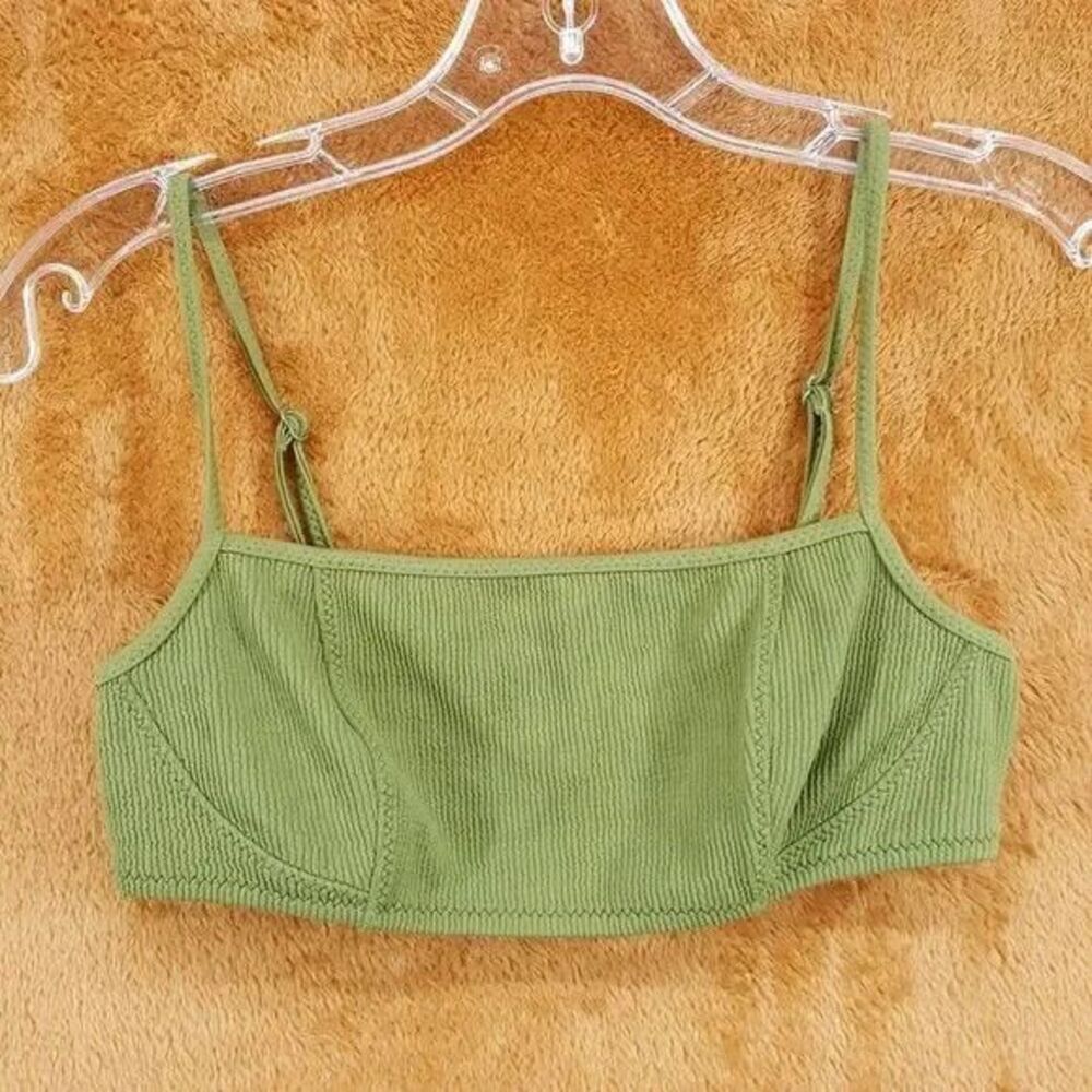 GANNI Top Womens Small Green Crop Bralette Adjustable Strap Stretch